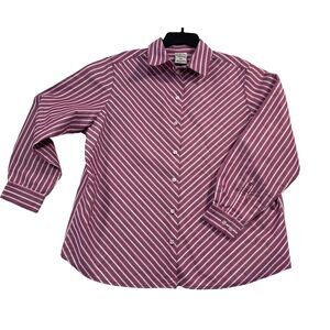 Allison Daley Women’s Long Sleeve Shirt Size 16W Purple Stripe Button Front